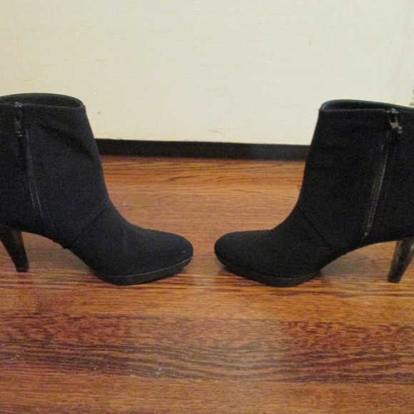 Stuart Weitzman Black Gore Tex Ankle Boots Size 7 High Heel Side Zipper - Picture 5 of 11